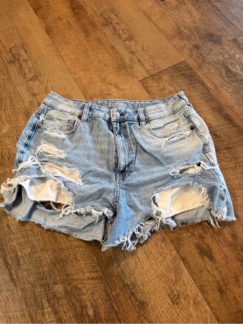 American Eagle Outfitters Light Blue Ripped Denim Shorts